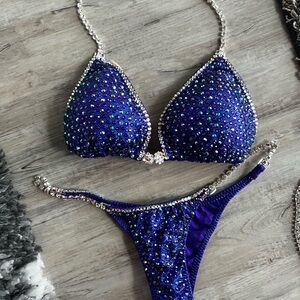 NPC Swarovski Sparkling Blue/Purple Rhinestone competition Bikini